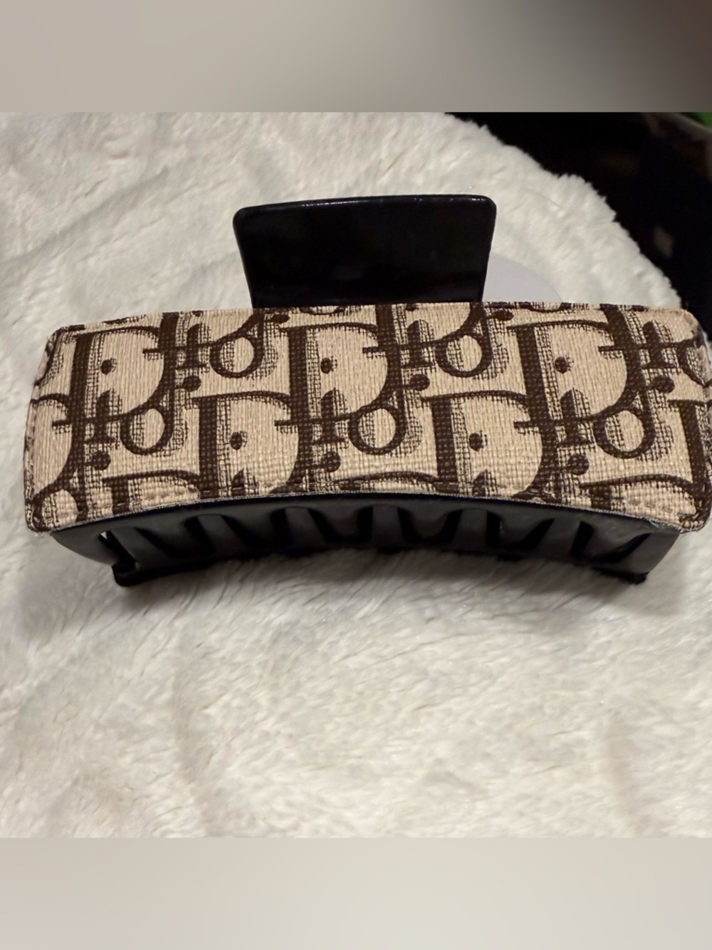 Ella Brown & Cream Logo Pattern Hair Claw Clip 4 inch